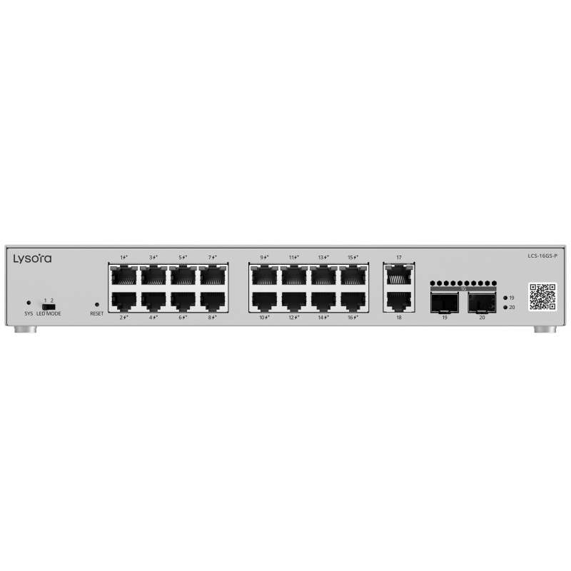 Lysora LCS-16GS-P 16-Port Cloud Managed PoE Switch with 250 W PoE Budget