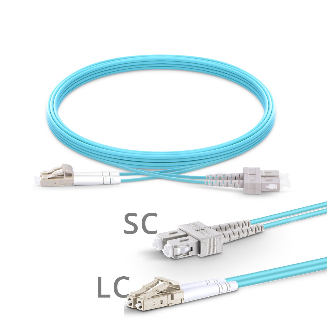 2m LC UPC to SC UPC Duplex 2.0mm PVC(OFNR) OM4 Multimode Fiber Optic Patch Cable