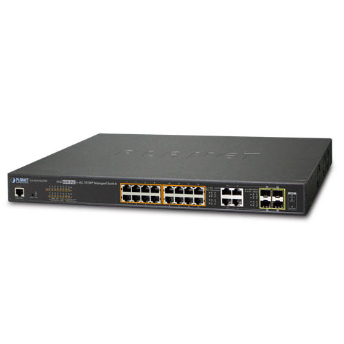 Planet GS-4210-16UP4C IPv6/IPv4 16-Port Managed 60W Ultra PoE Gigabit Ethernet Switch + 4-Port Gigabit Combo TP/SFP (400W PoE power, SNMPv3, SSL, SSH)
