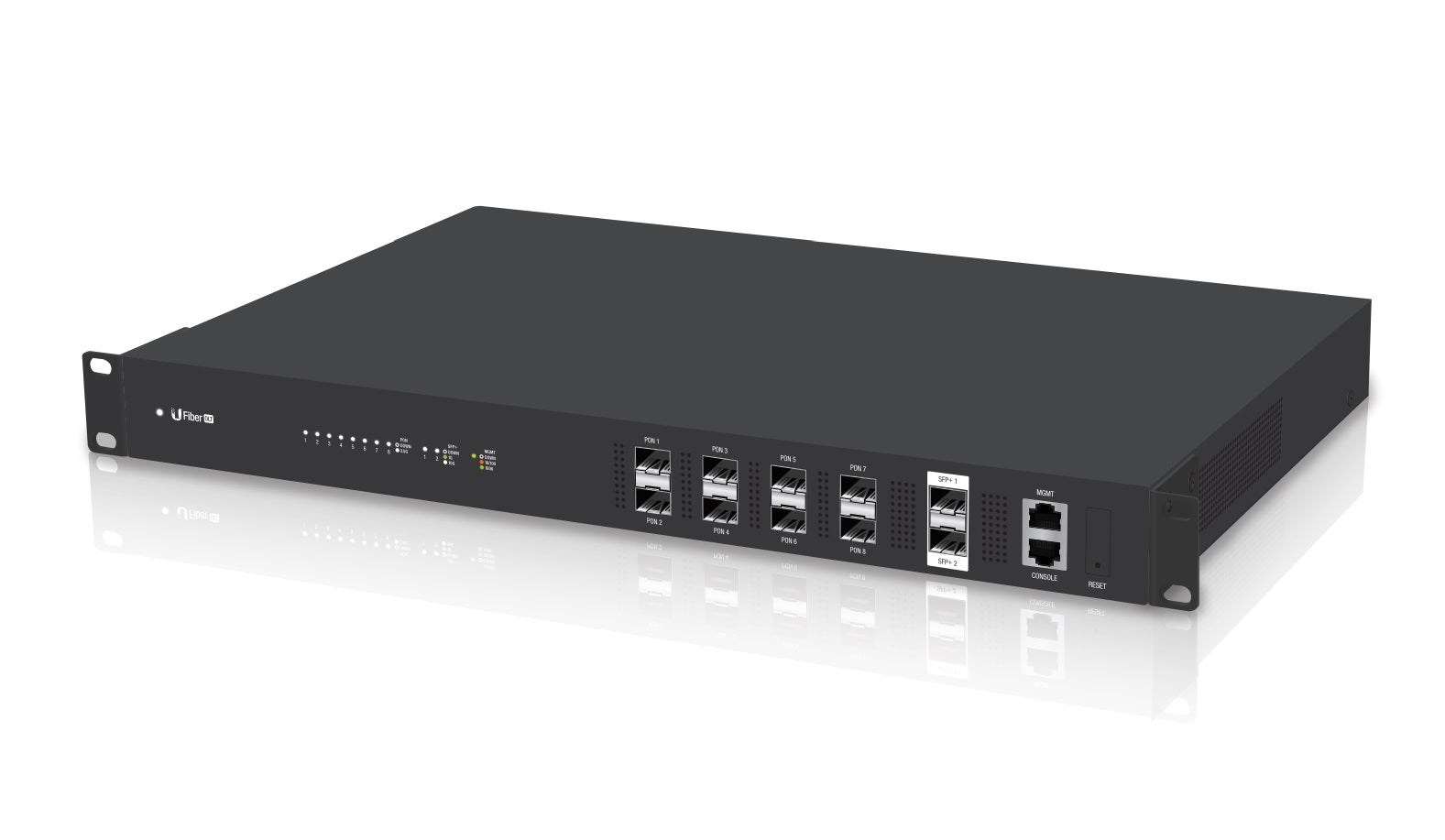 Ubiquiti UFiber UF‑OLT GPON Optical Line Terminal, 8-Port SFP, 2-Port 10G SFP+, Dual Modular Power Adapters