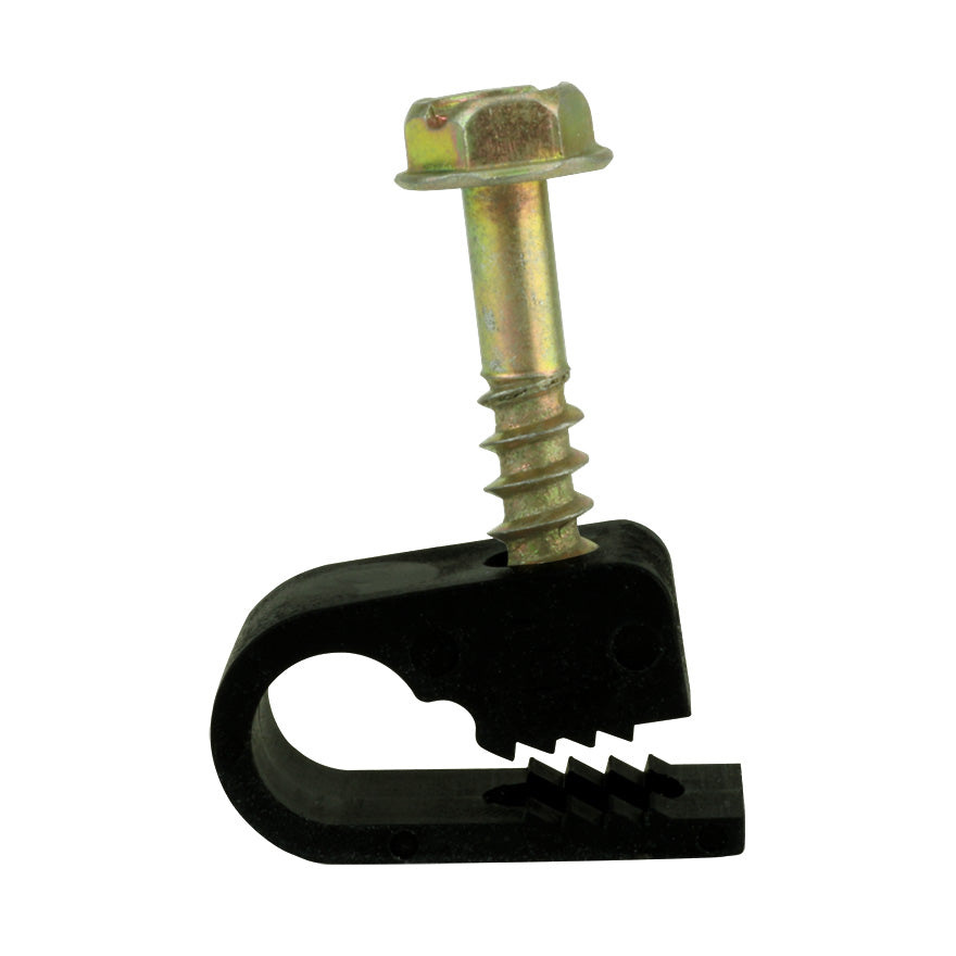 Flexible Screw Clips Single Cable Pack of 100 Black