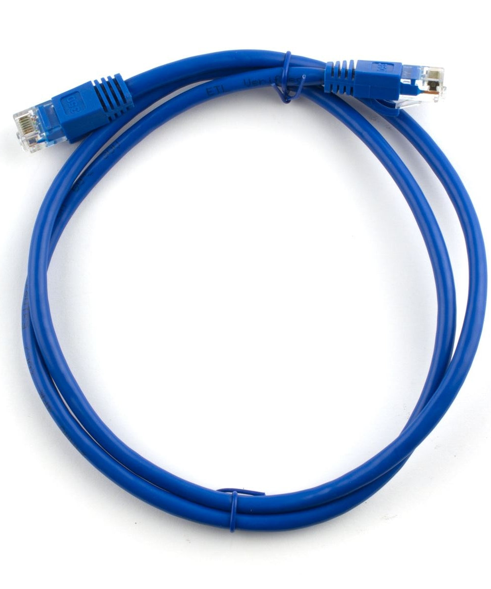 Ethernet Patch Cable RJ45 to RJ45, UTP Cat6, 2FT, Blue Jacket, Molded Boot, 24AWG Stranded