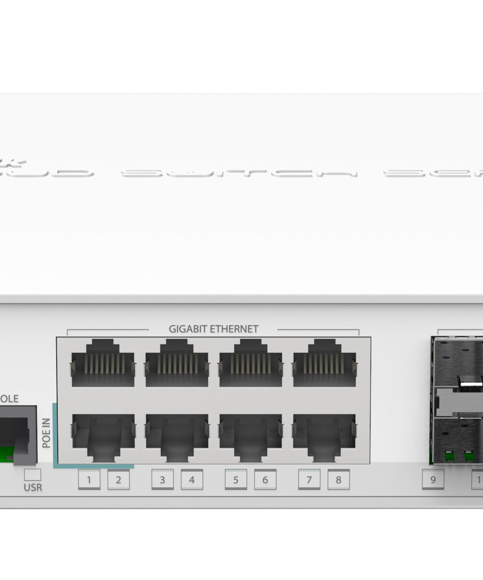MikroTik CRS112-8G-4S-IN Cloud Router Switch, 8 Gigabit Ethernet Ports, 4 SPF cages