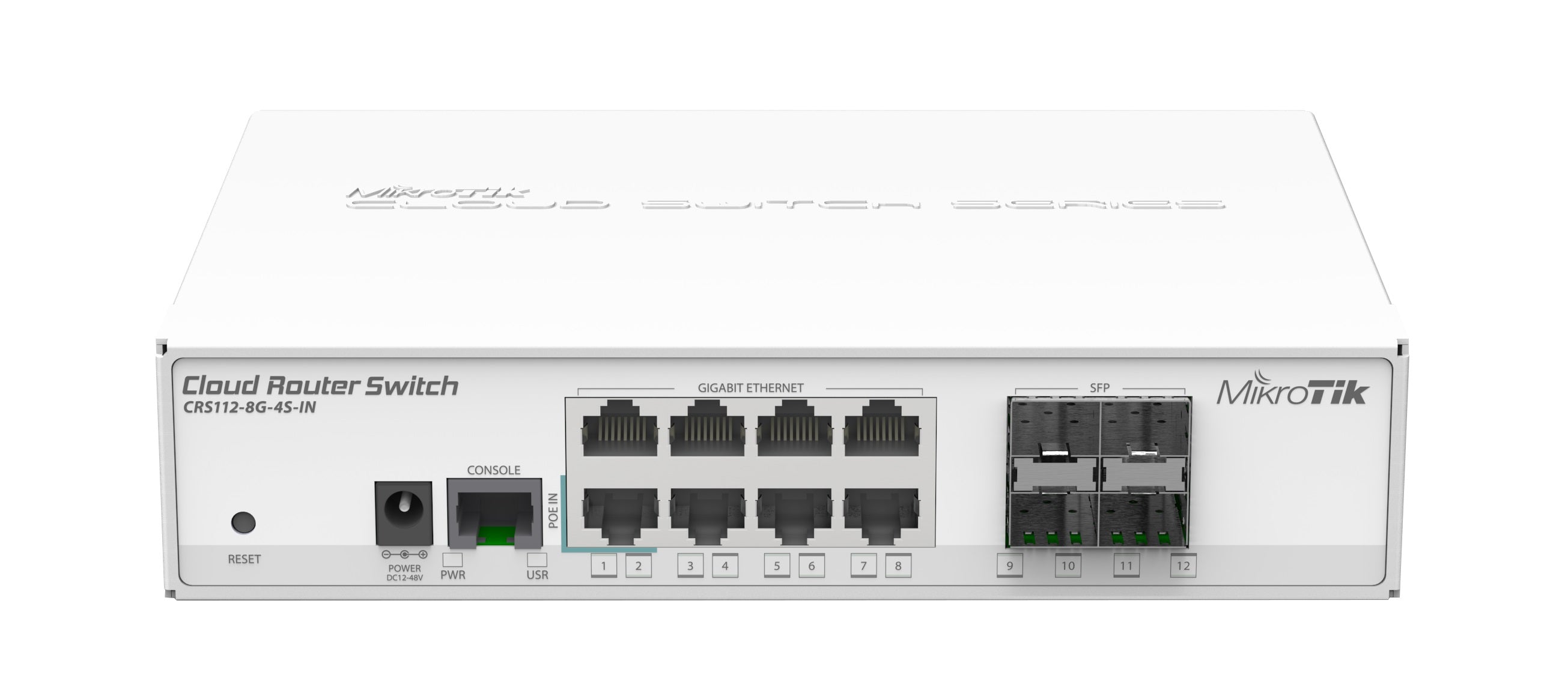 MikroTik CRS112-8G-4S-IN Cloud Router Switch, 8 Gigabit Ethernet Ports, 4 SPF cages