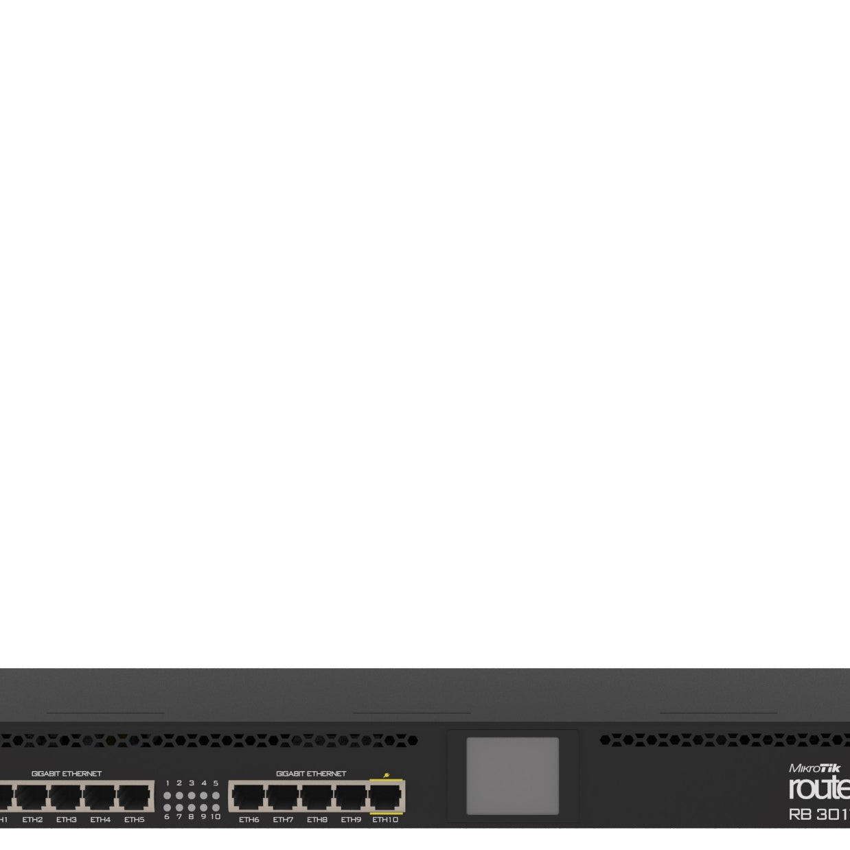MikroTik RB3011UiAS-RM 1U Rackmount Router, Dual Core CPU, 10-Port Gigabit Ethernet, SFP, USB, LCD Panel