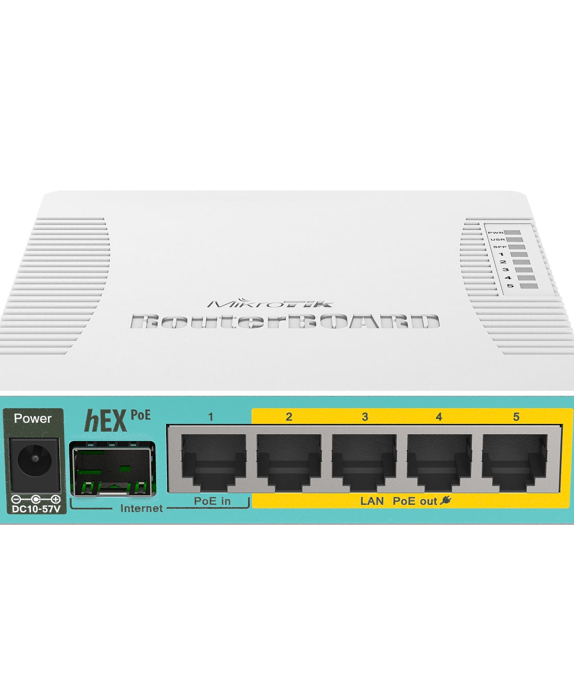 MikroTik RB960PGS hEX PoE Desktop Router, 5x Gigabit Ethernet, 4-Port PoE Out, USB, 800MHz CPU, 128MB RAM, RouterOS L4