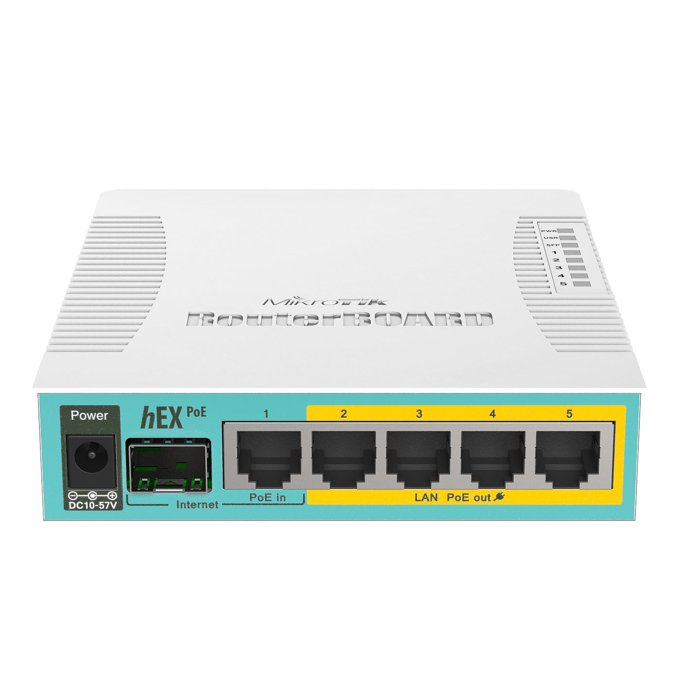 MikroTik RB960PGS hEX PoE Desktop Router, 5x Gigabit Ethernet, 4-Port PoE Out, USB, 800MHz CPU, 128MB RAM, RouterOS L4