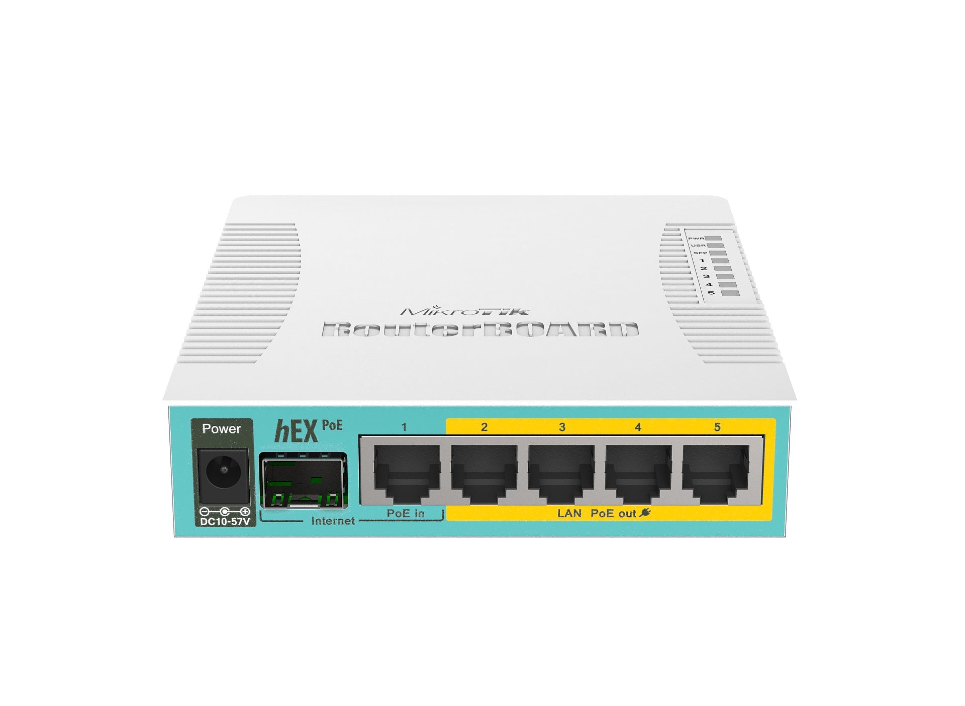 MikroTik RB960PGS hEX PoE Desktop Router, 5x Gigabit Ethernet, 4-Port PoE Out, USB, 800MHz CPU, 128MB RAM, RouterOS L4