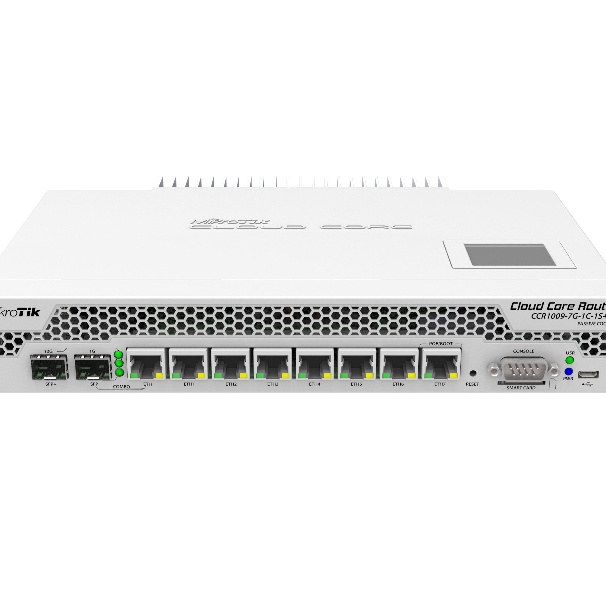 MikroTik CCR1009-7G-1C-1S+PC Cloud Core Router, 9x CPU cores, 2GB RAM, LCD Panel, Passive Cool Enclosure