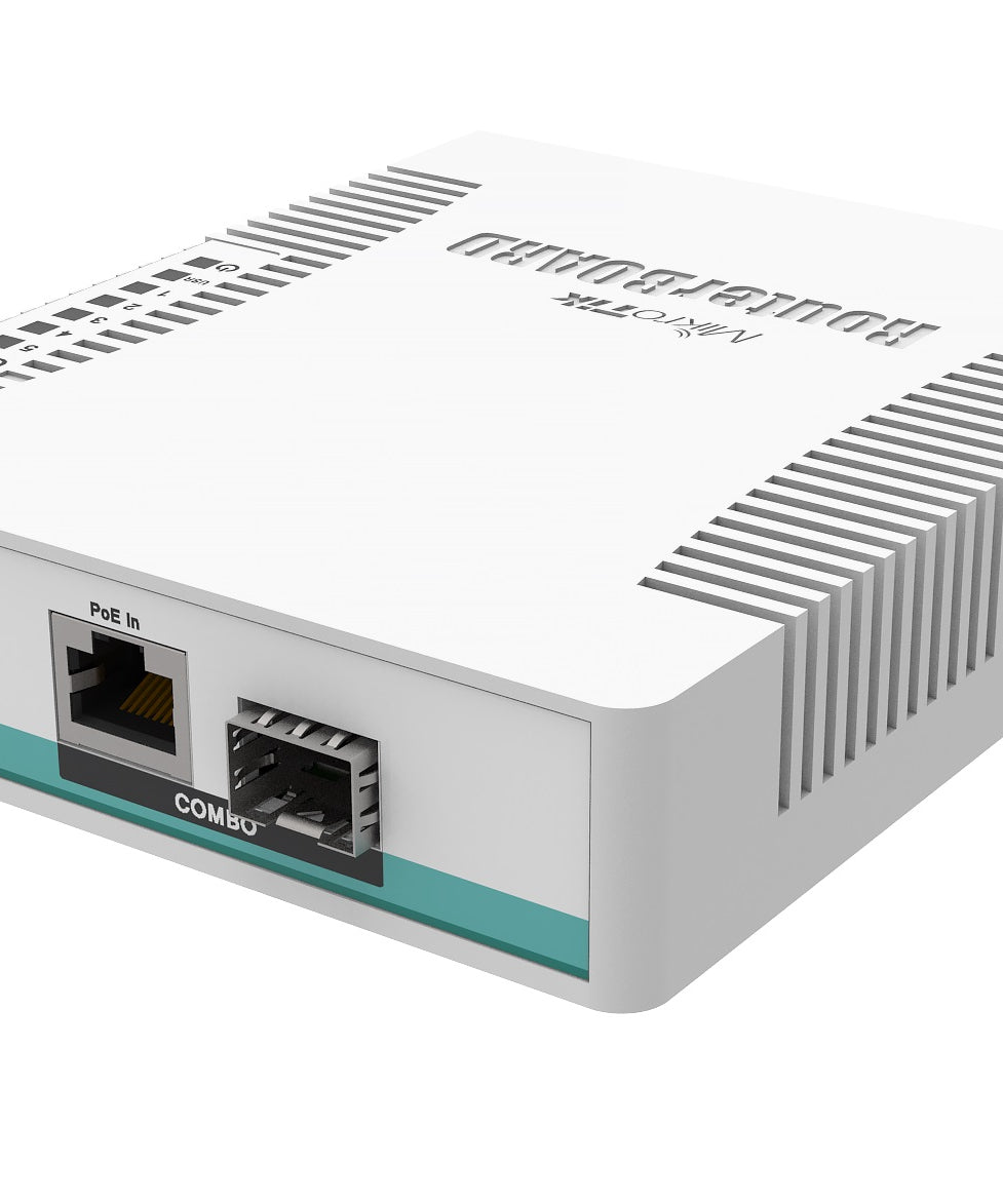 MikroTik CRS106-1C-5S Cloud Router Switch, 5x SFP Cages, 1x Combo Port, 400MHz CPU, 128MB RAM, RouterOS L5
