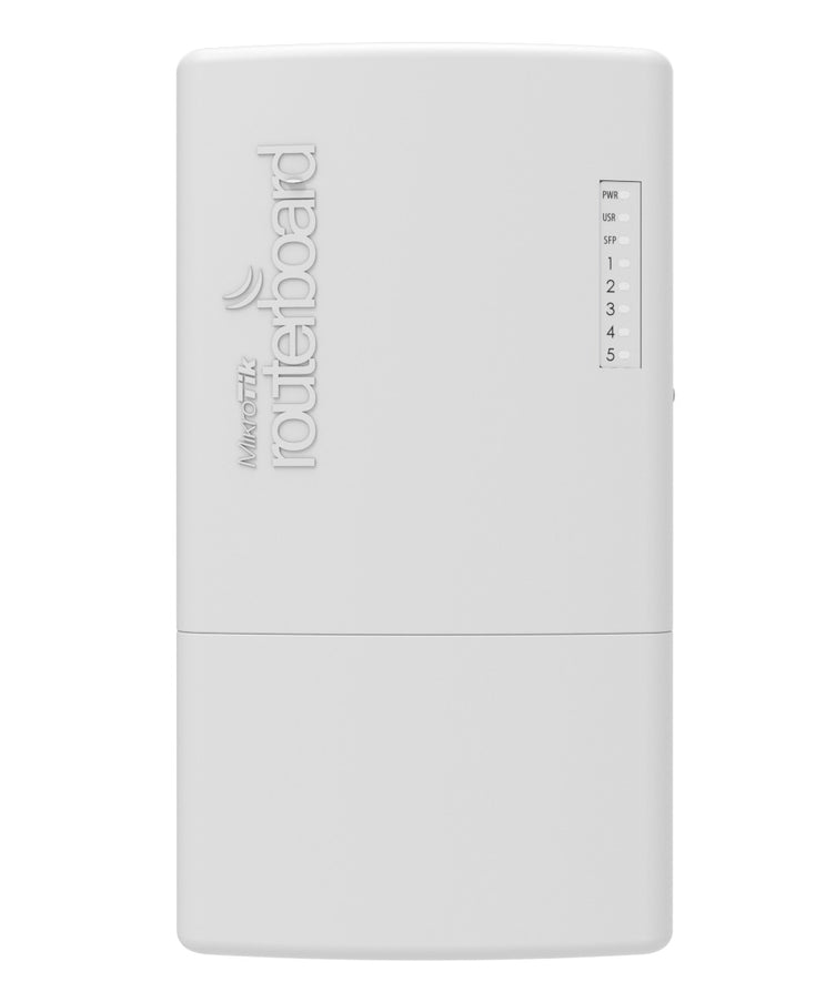 MikroTik PowerBox Pro 5x Gigabit Ethernet Router w/ PoE-out, SFP Cage, Outdoor Enclosure, 800MHz CPU, 128MB RAM