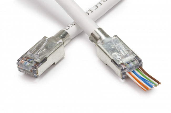 Shielded EZ-RJ45 Connectors for CAT5e & CAT6 with External Ground 50-Pieces