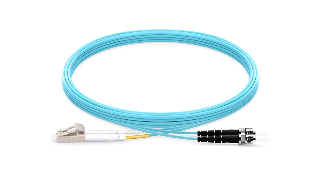 LC UPC to ST UPC Duplex OM3 Multimode PVC (OFNR) 2.0mm Fiber Optic Patch Cable 5m (16ft)