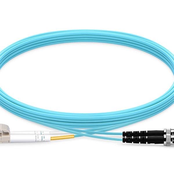 LC UPC to ST UPC Duplex OM3 Multimode PVC (OFNR) 2.0mm Fiber Optic Patch Cable 2M (7ft)