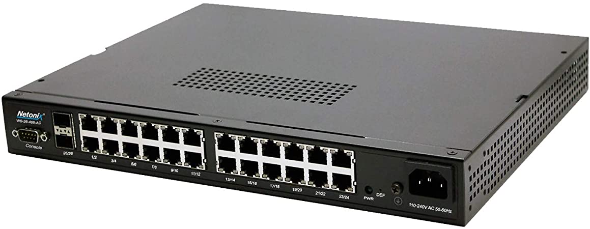 Netonix 24-Port 400 Watt Passive AC PoE Switch 2-Port SFP