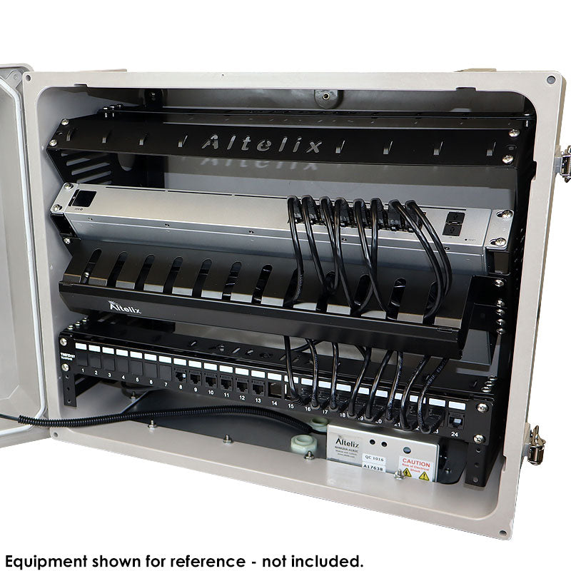 Fiberglass Weatherproof NEMA Enclosure with 19" Wide Slanted Rack 16x20x12