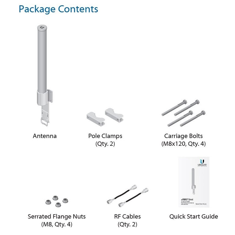Ubiquiti AMO-2G10 airMAX 2.4GHz 10dBi 2x2 Omni Antenna