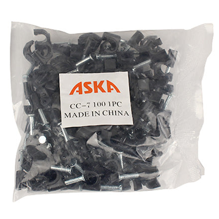Single Nail-In Cable Clips for RG6 Coax w/ 3/4" Concrete Nail, Qty. 100
