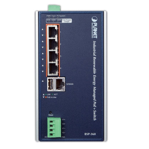 Planet BSP-360 Industrial Renewable Energy 4-Port 802.3at PoE+ Managed Ethernet Switch