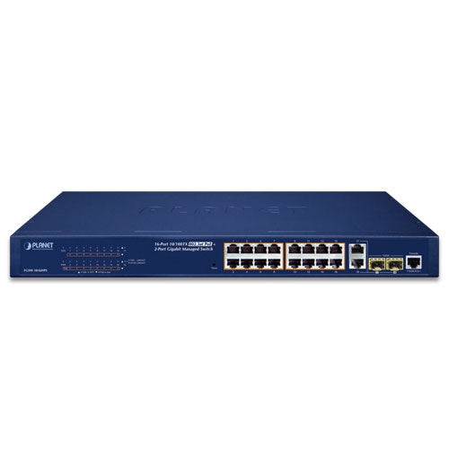Planet 16-Port 802.3at PoE + 2-Port Gigabit SFP Managed Ethernet Switch