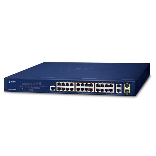 Planet FGSW-2624HPS4 24-Port 10/100TX 802.3at PoE + 2-Port Gigabit TP/SFP Combo Web Smart Ethernet Switch (420W PoE budget)