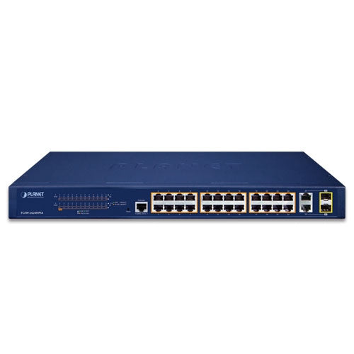 Planet 24-Port 802.3at PoE + 2-Port SFP Combo Web Smart Ethernet Switch 370W