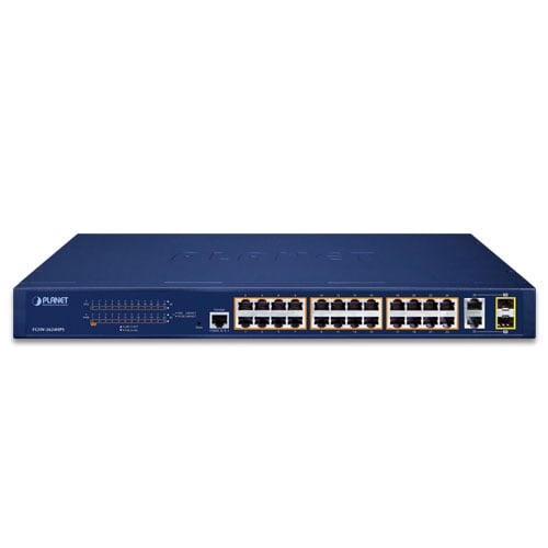 Planet 24-Port 10/100TX 802.3at PoE + 2-Port Gigabit TP/SFP Combo Web Smart 220W