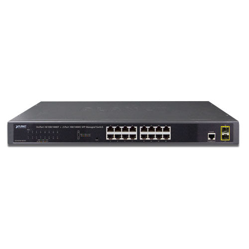 Planet GS-4210-16T2S 16-Port 10/100/1000Base-T + 2-Port 100/1000MBPS SFP Web-Smart/SNMP IPv6 Gigabit Ethernet Switch