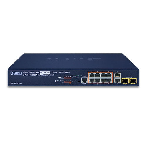Planet L2+ 8-Port 802.3at PoE + 2-Port Copper & 2x1G SFP Managed Switch