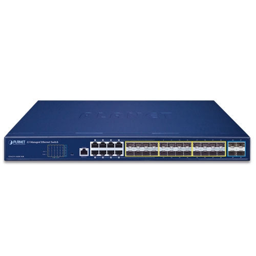 Planet L3 16-Port 100/1000X SFP + 8-Port Gigabit TP/SFP combo + 4-Port 10G SFP+ Managed Ethernet Switch