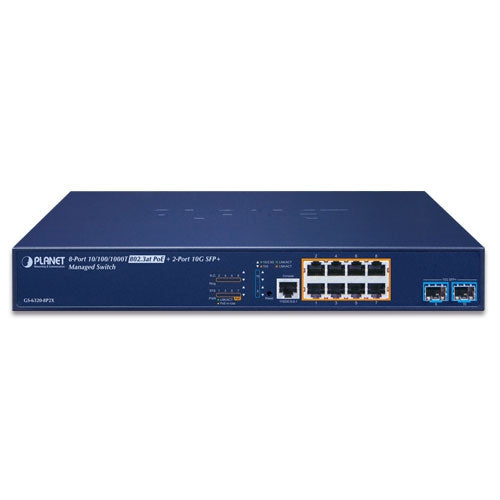 Planet  L3 8-Port 802.3at PoE + 2-Port 10G SFP+ Managed Switch