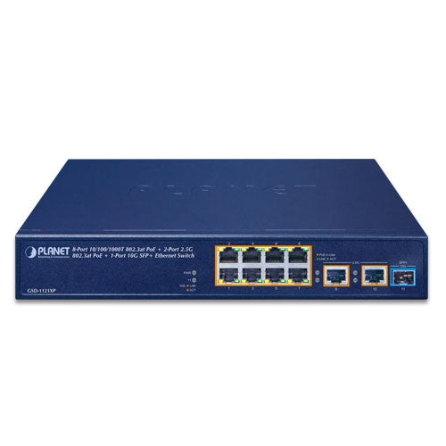 Planet 8-Port 802.3at PoE + 2-Port 2.5G 802.3at PoE 10G SFP+ Ethernet Switch