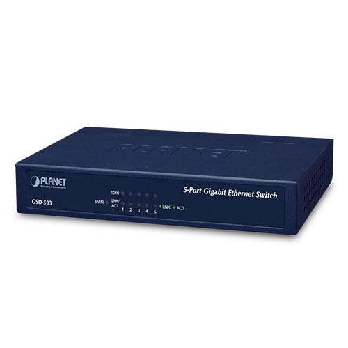Planet GSD-503 5-Port Gigabit Ethernet Switch, Metal Case