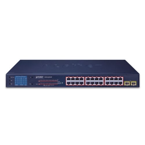 Planet 24-Port 802.3at PoE + 2-Port Gigabit SFP Ethernet Switch with LCD