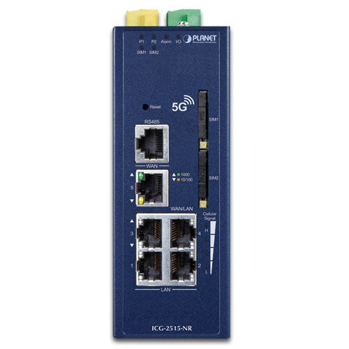 Planet ICG-2515-NR Industrial 5G NR Cellular Gateway with 5-Port 10/100/1000T