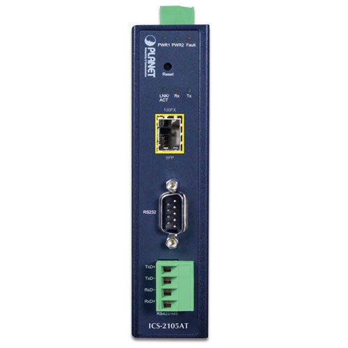 Planet Industrial 1-port RS232/422/485 Serial Device Server 1-Port 100BASE-FX