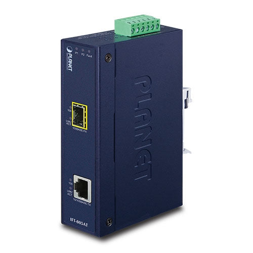 Planet IFT-805AT IP30 Industrial 10/100TX to 100FX Media Converter (SFP) (-40 ~ 75C)