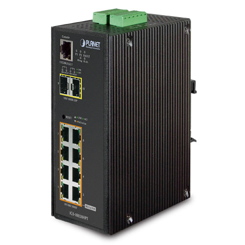 Planet IGS-10020HPT Industrial 8-Port 802.3at PoE + 2-Port SFP Managed Switch