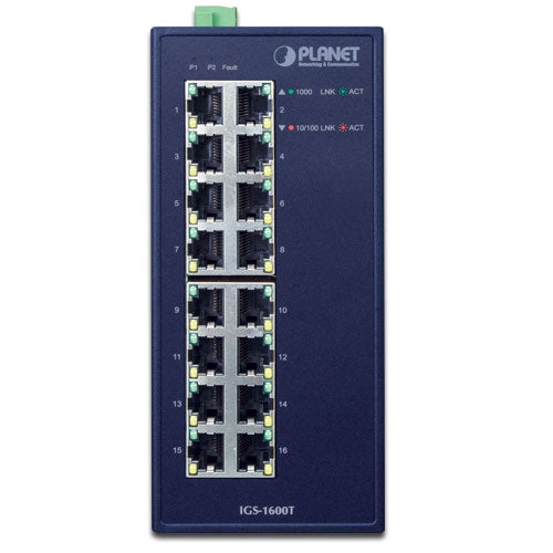 Planet IGS-1600T Industrial 16-Port 10/100/1000T Ethernet Switch