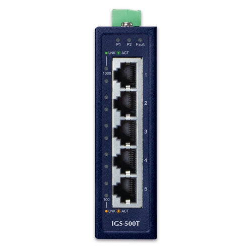 Planet IGS-500T IP30 Compact size 5-Port Gigabit Ethernet Switch (-40~75 degrees C)