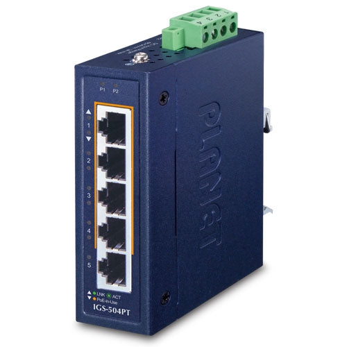 Planet Compact Industrial 4-Port  802.3at PoE + Ethernet Switch