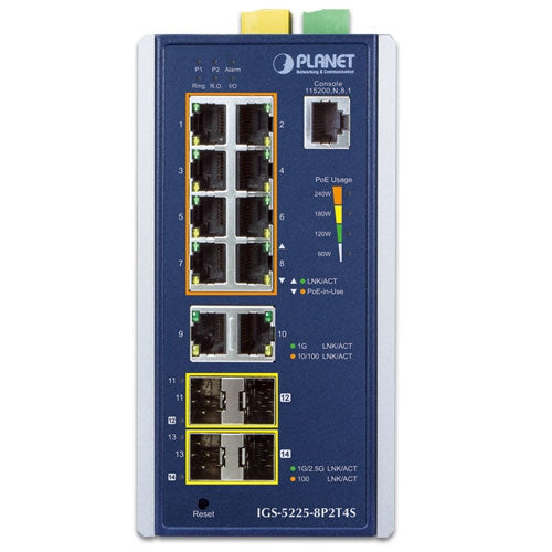 Planet Industrial L2+ 8-Port at PoE  4-Port 1G/2.5G SFP Managed Ethernet Switch