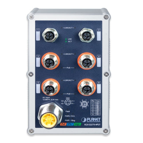 Planet Industrial IP67-rated 4-Port 802.3at PoE+ 2-Port Ethernet Managed Ethernet Switch