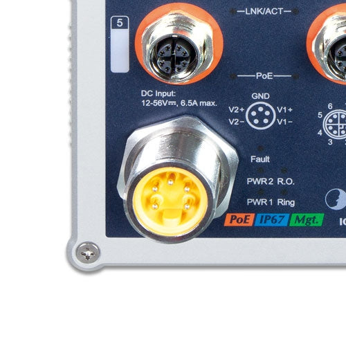 Planet Industrial IP67-rated 4-Port 802.3at PoE+ 2-Port Ethernet Managed Ethernet Switch