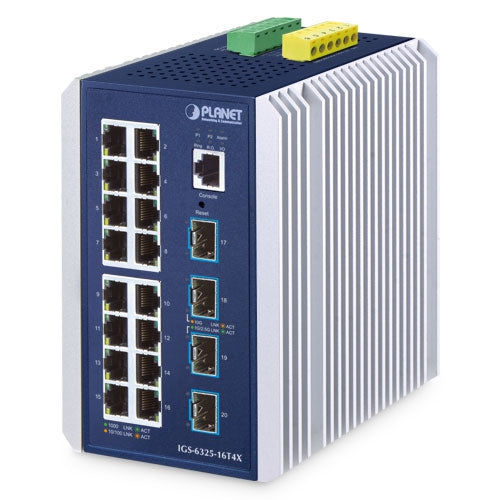Planet IGS-6325-16T4X Industrial L3 16-Port Gigabit 4-Port 10GBASE-X SFP+ Managed Switch