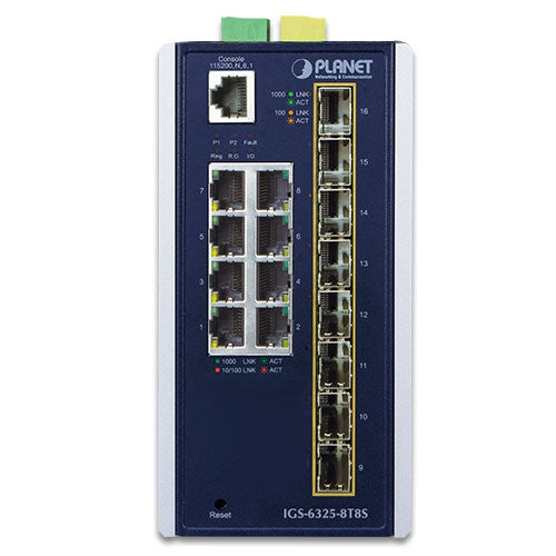 Planet Industrial L3 8-Port Gig + 8-Port SFP Managed Ethernet Switch