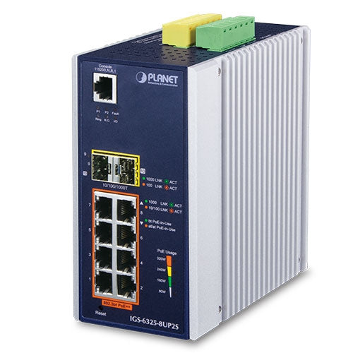 Planet Industrial L3 8-Port Gig 802.3bt PoE + 2-Port SFP + Managed Ethernet Switch
