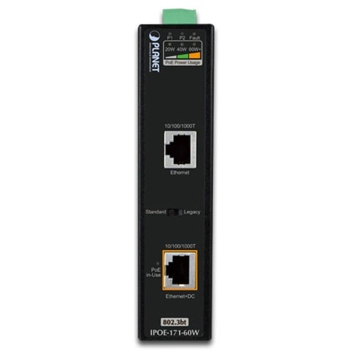 Planet IPOE-171-60W IP30, Industrial 802.3bt Ultra PoE Injector (60 Watts)