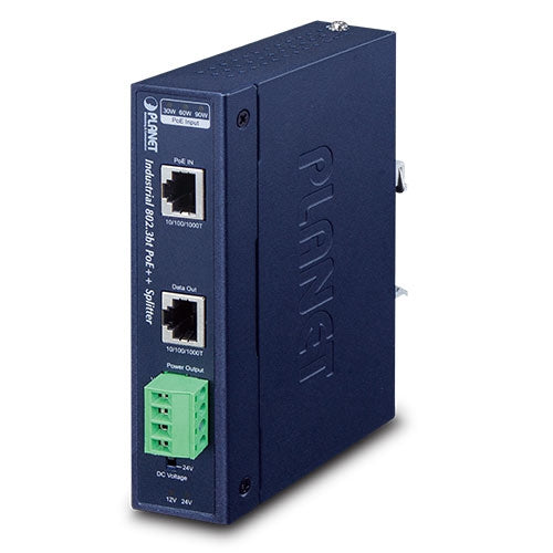 Planet Industrial Single-Port Gigabit 802.3bt PoE++ Splitter 70W