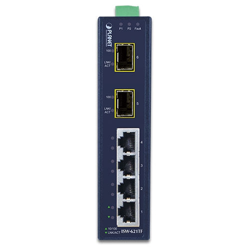 PLANET 4-Port 10/100Base-TX + 2-Port 100Base-FX SFP Industrial Ethernet Switch